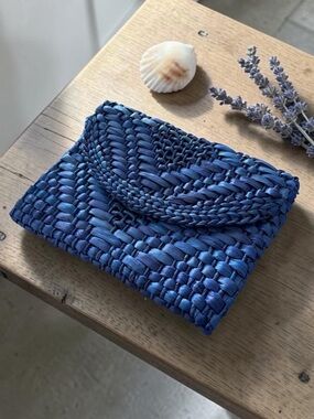 Handwoven Navy Blue Foldover Clutch